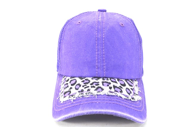 048-Pigment cap with leopard visor-lavender